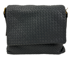 Messenger Flap Intrecciato,Piel,Gris,161314,DB,3